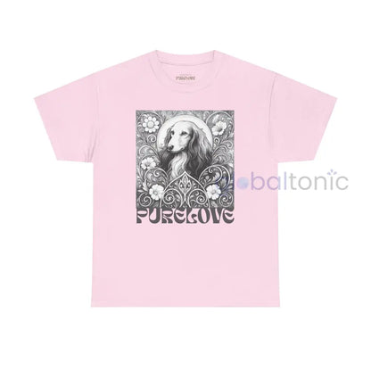 Dachshund Longhair Vintage Unisex Cotton Tee for Dog Lovers (Black & White) Light Pink / S T-Shirt