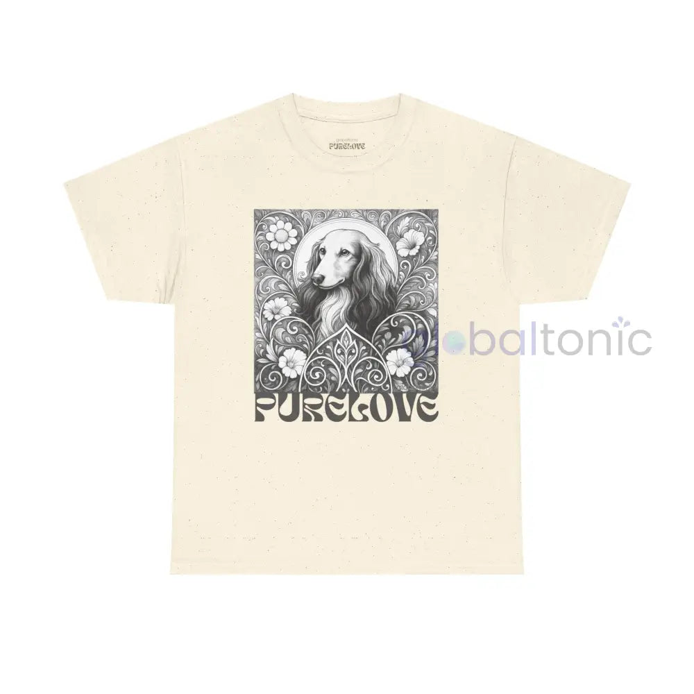 Dachshund Longhair Vintage Unisex Cotton Tee for Dog Lovers (Black & White) Natural / S T-Shirt