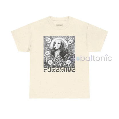 Dachshund Longhair Vintage Unisex Cotton Tee for Dog Lovers (Black & White) Natural / S T-Shirt