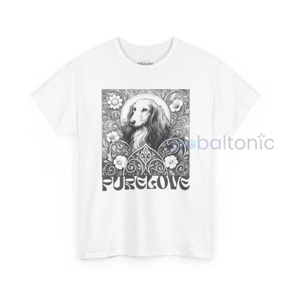 Dachshund Longhair Vintage Unisex Cotton Tee for Dog Lovers (Black & White) White / S T-Shirt