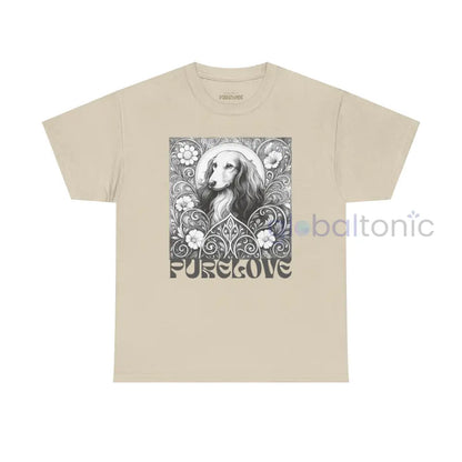 Dachshund Longhair Vintage Unisex Cotton Tee for Dog Lovers (Black & White) Sand / S T-Shirt