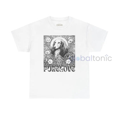 Dachshund Longhair Vintage Unisex Cotton Tee for Dog Lovers (Black & White) T-Shirt