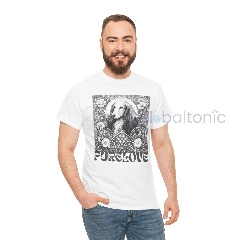 Dachshund Longhair Vintage Unisex Cotton Tee for Dog Lovers (Black & White) T-Shirt