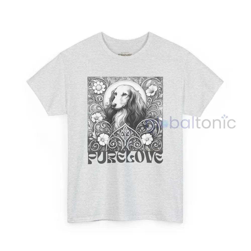 Dachshund Longhair Vintage Unisex Cotton Tee for Dog Lovers (Black & White) T-Shirt