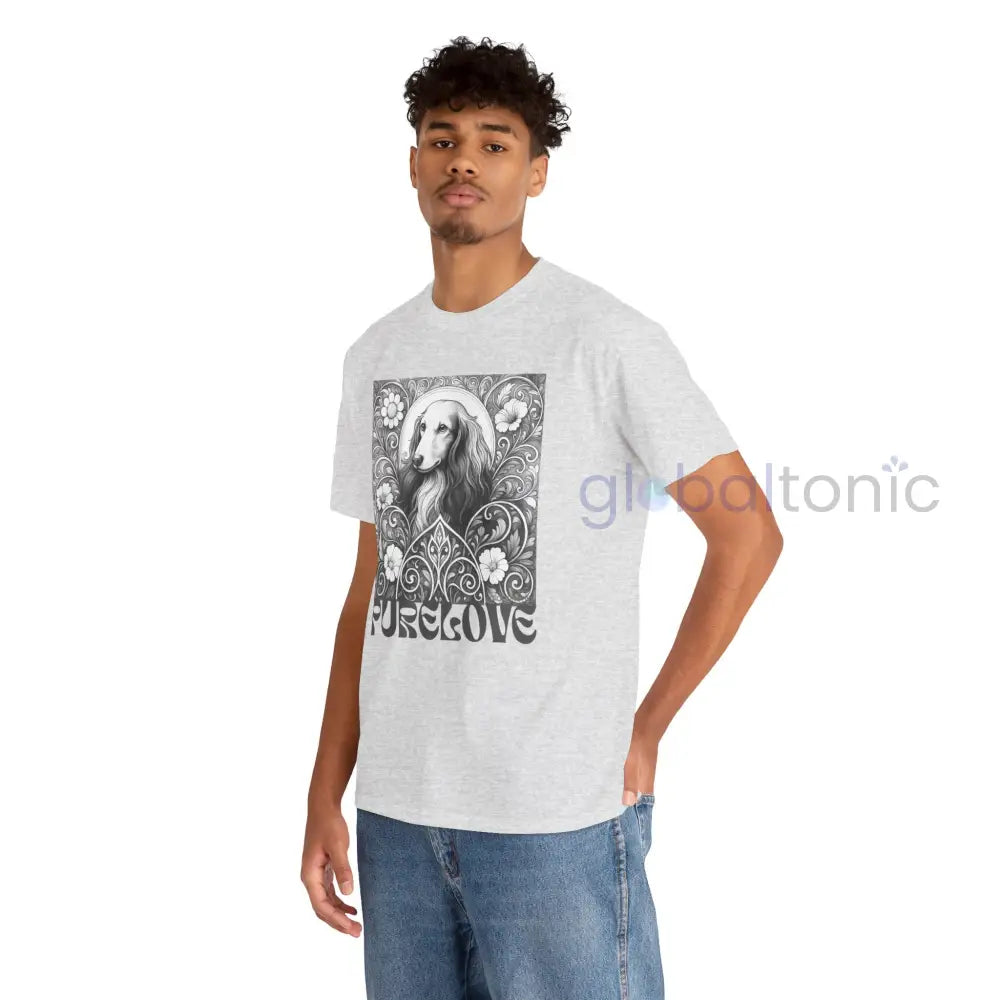 Dachshund Longhair Vintage Unisex Cotton Tee for Dog Lovers (Black & White) T-Shirt