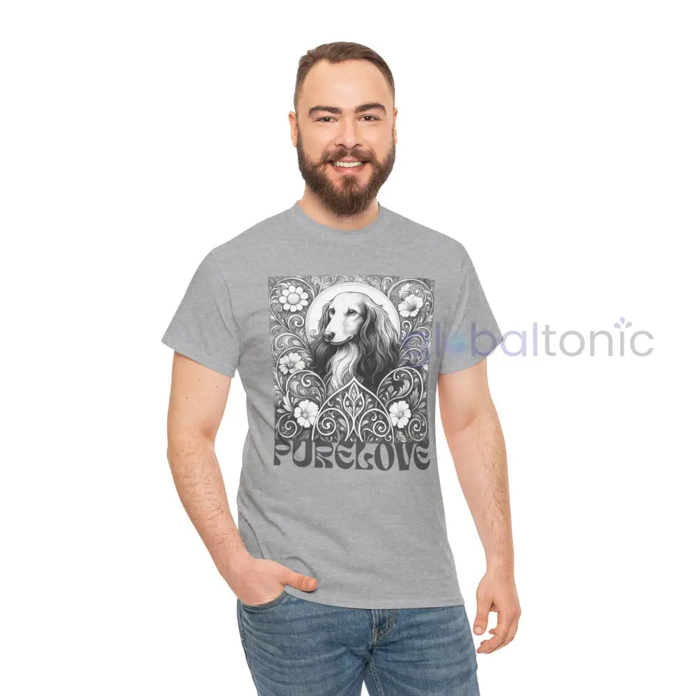 Dachshund Longhair Vintage Unisex Cotton Tee for Dog Lovers (Black & White) T-Shirt