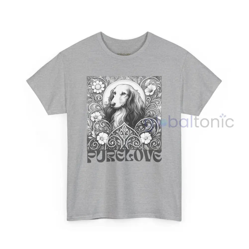 Dachshund Longhair Vintage Unisex Cotton Tee for Dog Lovers (Black & White) T-Shirt