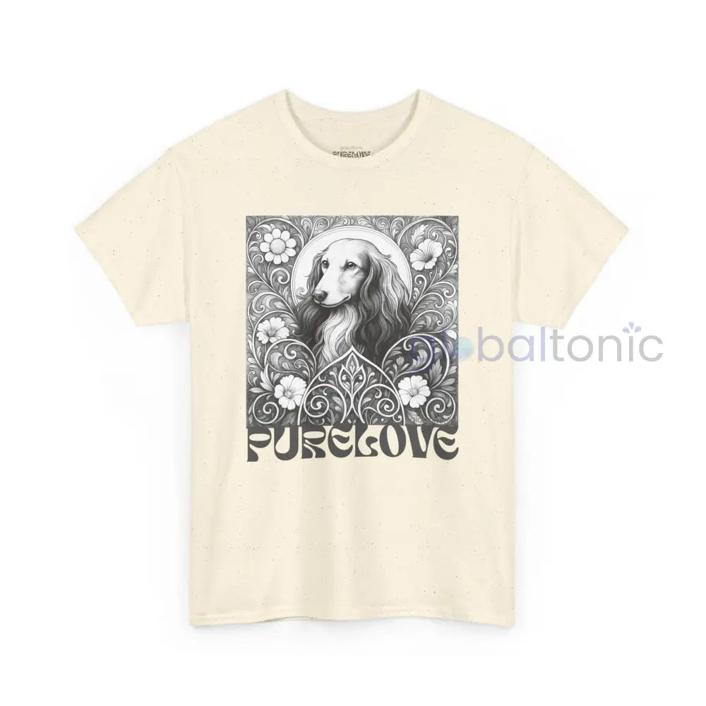 Dachshund Longhair Vintage Unisex Cotton Tee for Dog Lovers (Black & White) T-Shirt