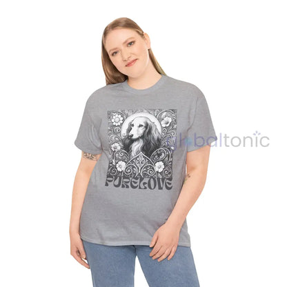 Dachshund Longhair Vintage Unisex Cotton Tee for Dog Lovers (Black & White) T-Shirt