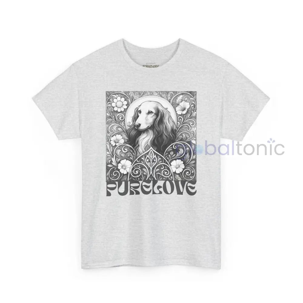 Dachshund Longhair Vintage Unisex Cotton Tee for Dog Lovers (Black & White) T-Shirt
