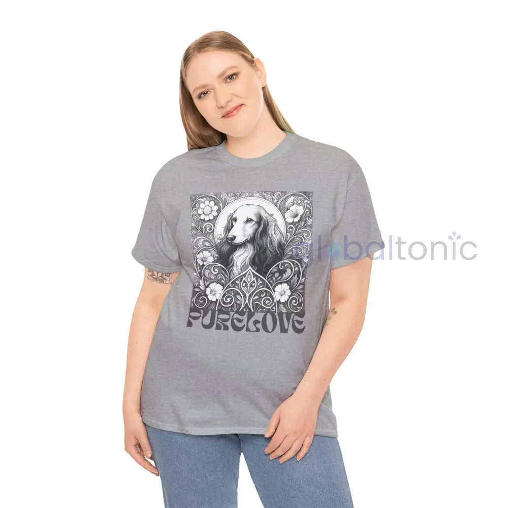 Dachshund Longhair Vintage Unisex Cotton Tee for Dog Lovers (Black & White) T-Shirt