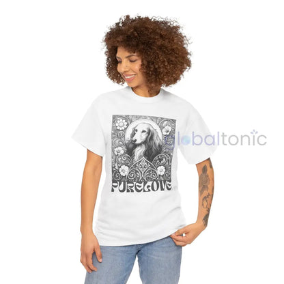 Dachshund Longhair Vintage Unisex Cotton Tee for Dog Lovers (Black & White) T-Shirt