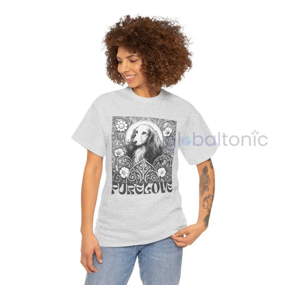Dachshund Longhair Vintage Unisex Cotton Tee for Dog Lovers (Black & White) T-Shirt
