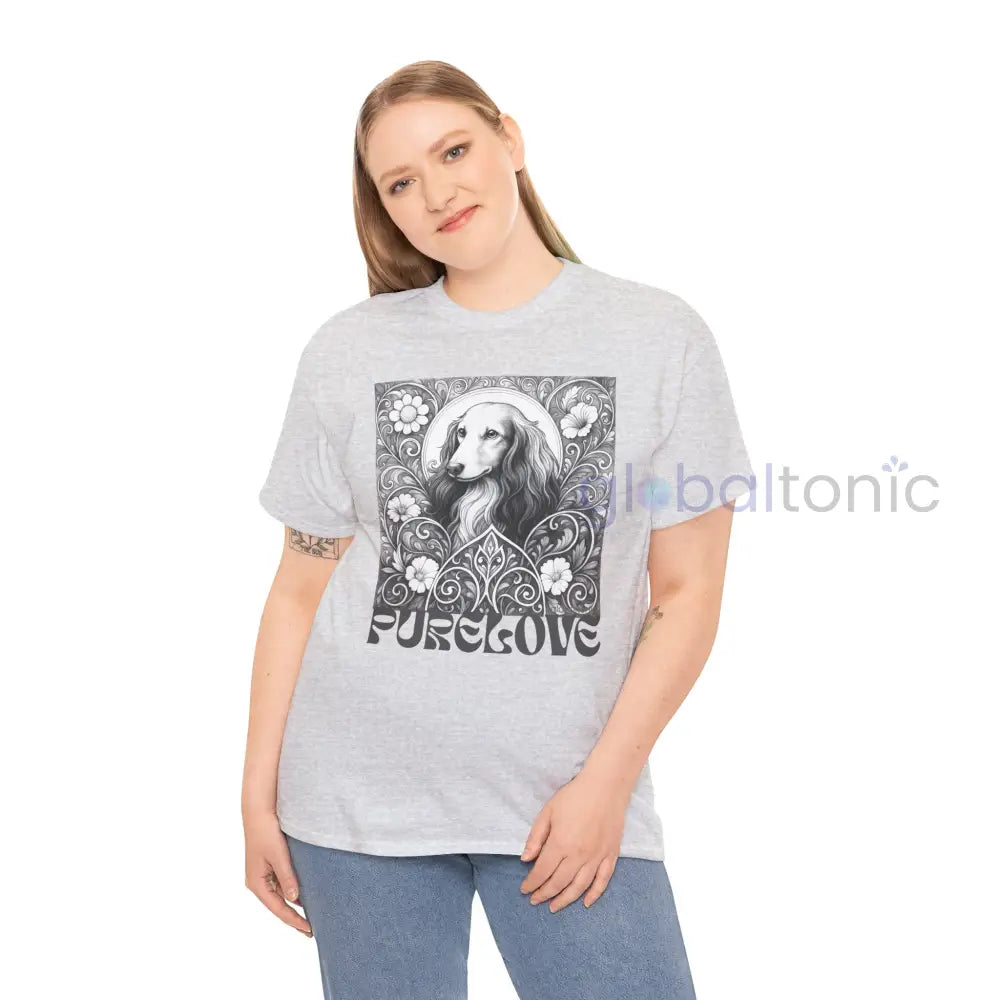 Dachshund Longhair Vintage Unisex Cotton Tee for Dog Lovers (Black & White) T-Shirt