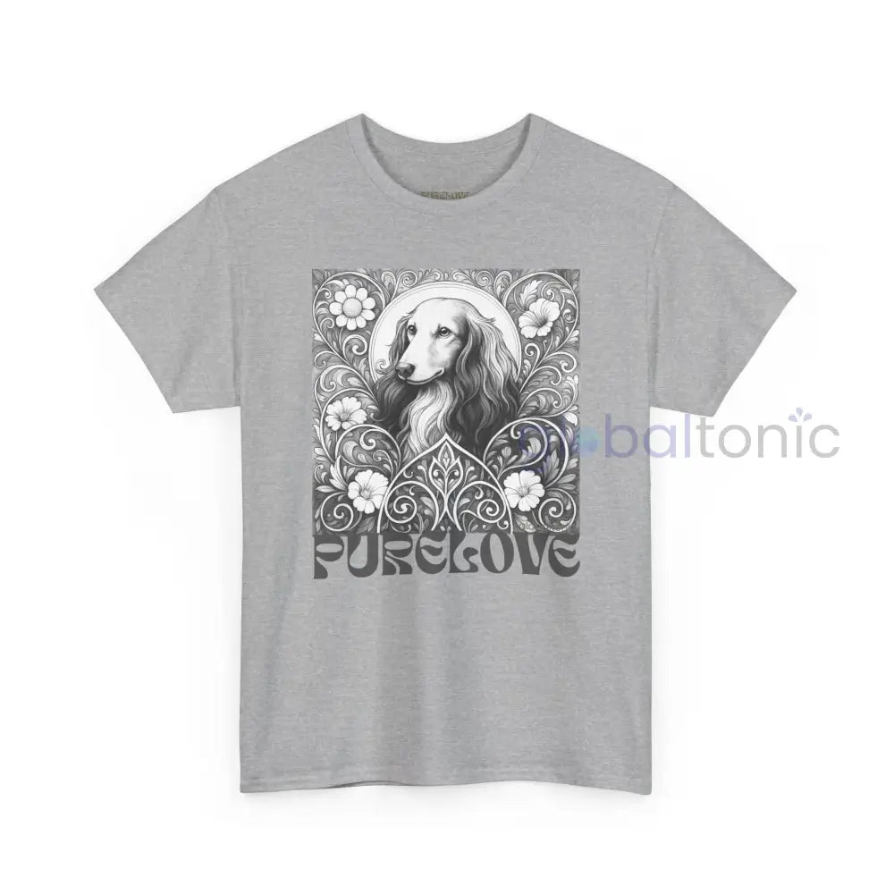 Dachshund Longhair Vintage Unisex Cotton Tee for Dog Lovers (Black & White) T-Shirt
