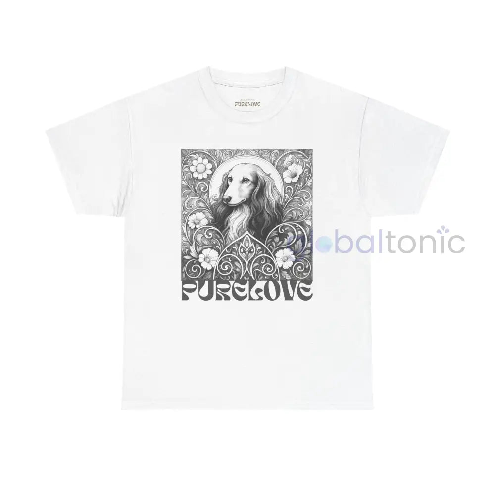 Dachshund Longhair Vintage Unisex Cotton Tee for Dog Lovers (Black & White) T-Shirt