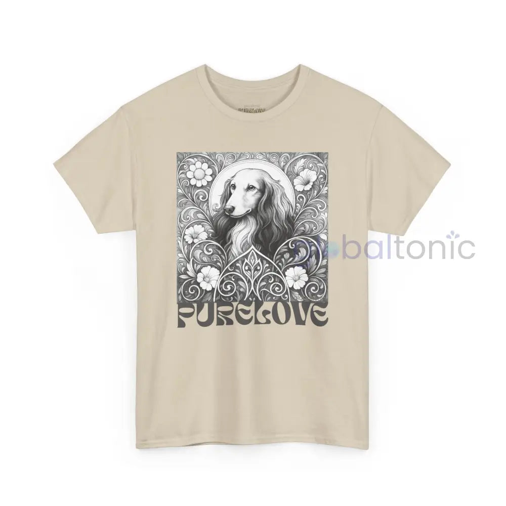 Dachshund Longhair Vintage Unisex Cotton Tee for Dog Lovers (Black & White) T-Shirt