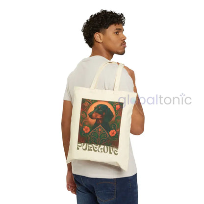 Dachshund Shorthair Vintage Dog Lovers Cotton Canvas Tote Bag - Unique Artistic Durable Bags