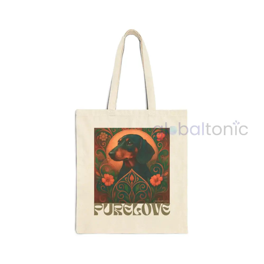 Dachshund Shorthair Vintage Dog Lovers Cotton Canvas Tote Bag - Unique Artistic Durable Natural / 15’’ x 16’’ Bags