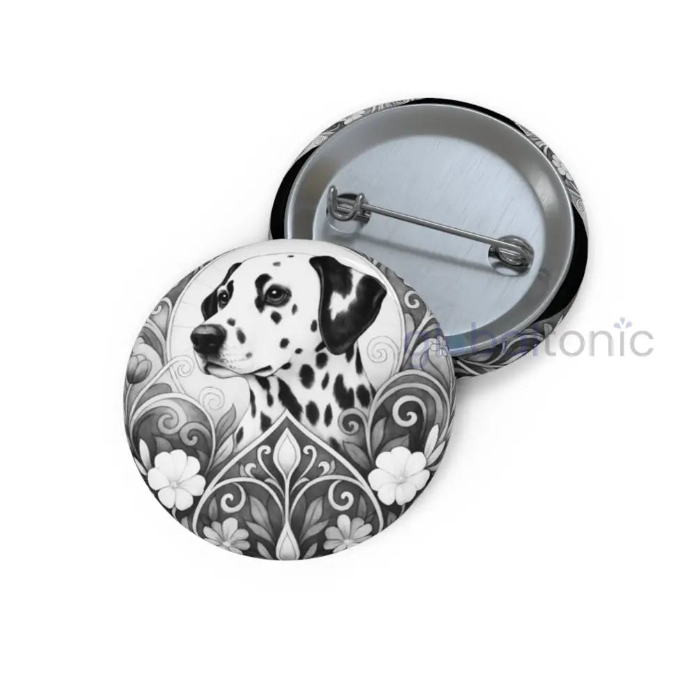 Dalmatian Dog Pin Button (Black & White) - Vintage Design Gift for Dog Lovers 1.25’’ Accessories