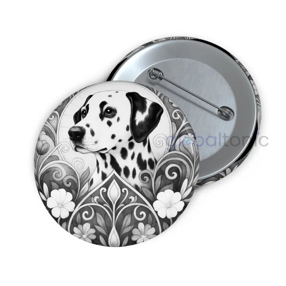 Dalmatian Dog Pin Button (Black & White) - Vintage Design Gift for Dog Lovers 2.25’’ Accessories