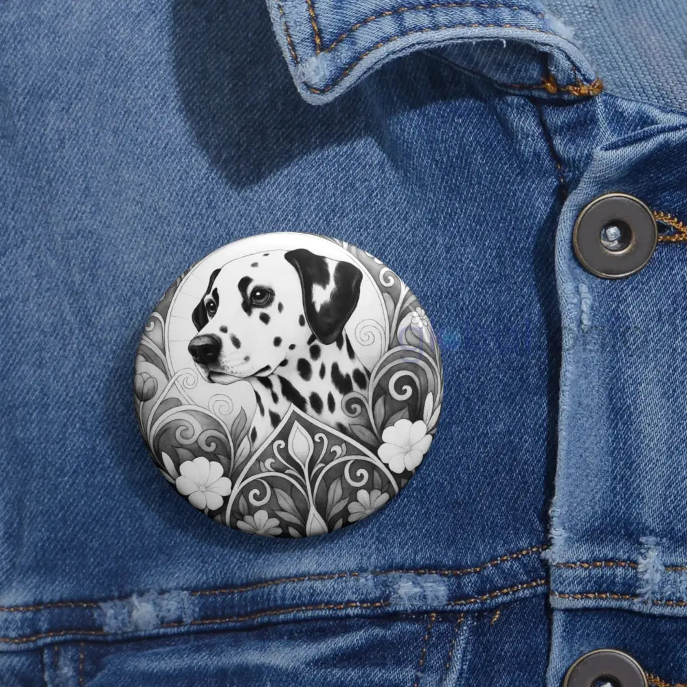Dalmatian Dog Pin Button (Black & White) - Vintage Design Gift for Dog Lovers Accessories