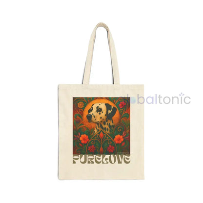 Dalmatian Vintage Dog Lovers Cotton Canvas Tote Bag - Unique Artistic Durable Natural / 15’’ x 16’’ Bags