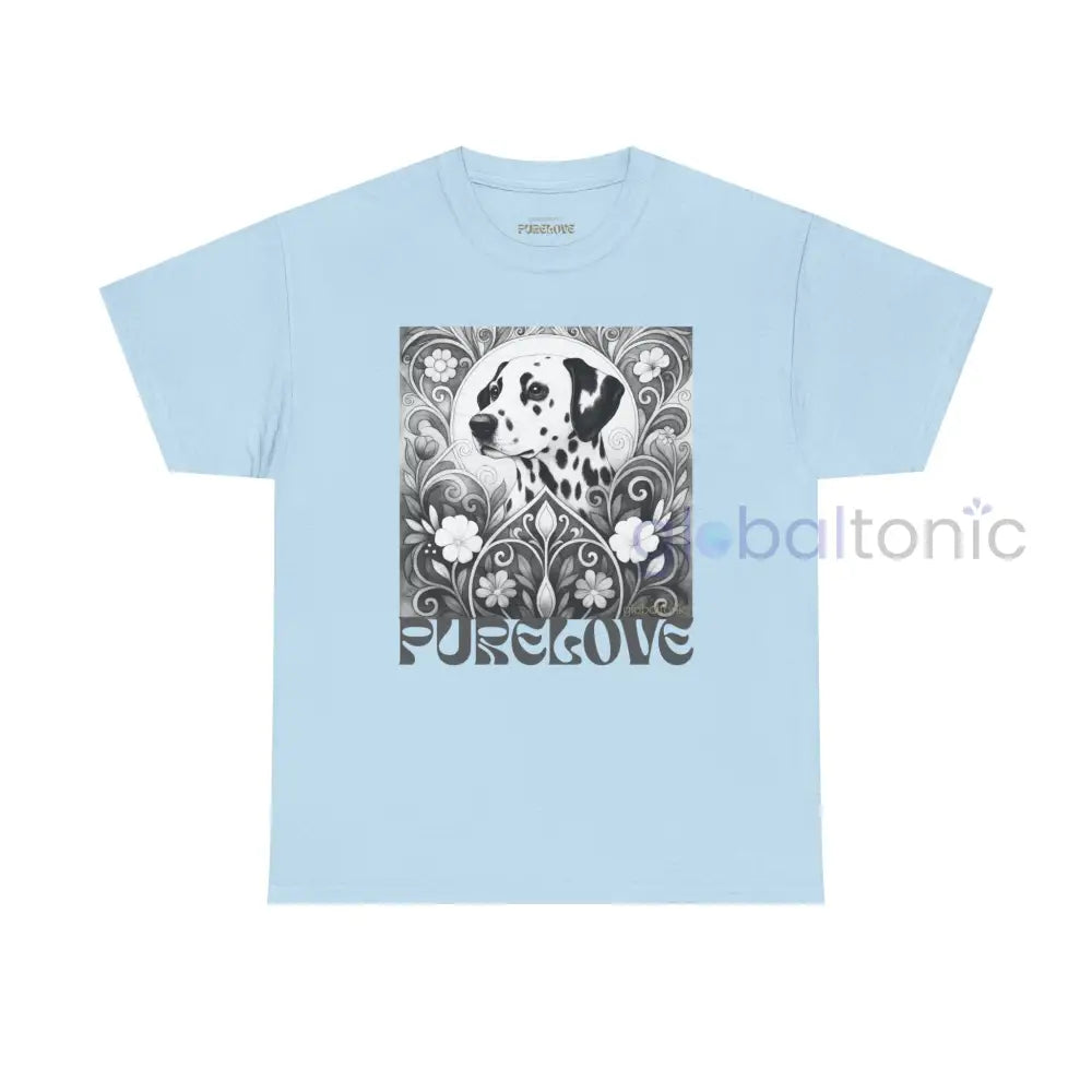 Dalmatian Vintage Unisex Cotton Tee for Dog Lovers (Black & White) Light Blue / S T-Shirt