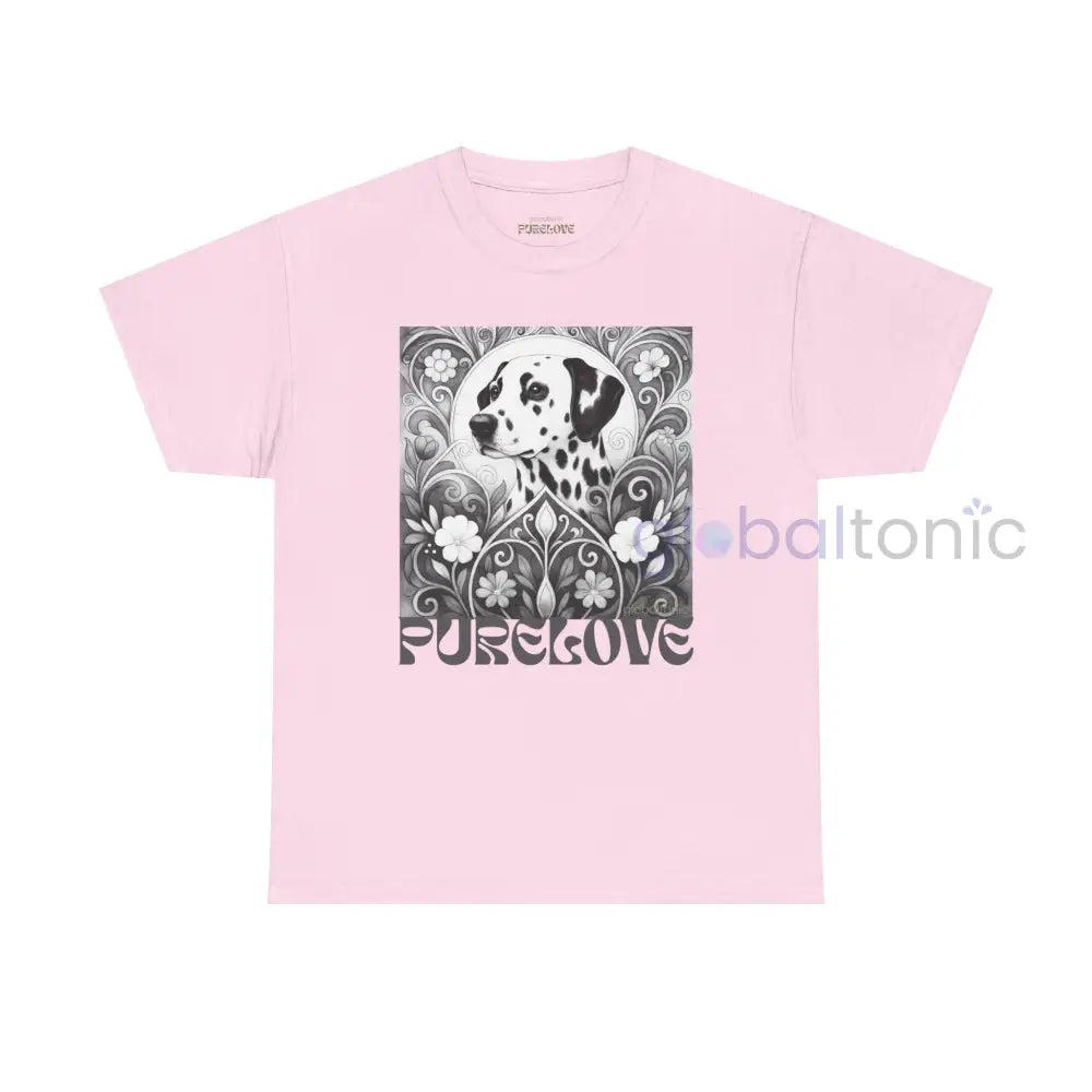 Dalmatian Vintage Unisex Cotton Tee for Dog Lovers (Black & White) Light Pink / S T-Shirt