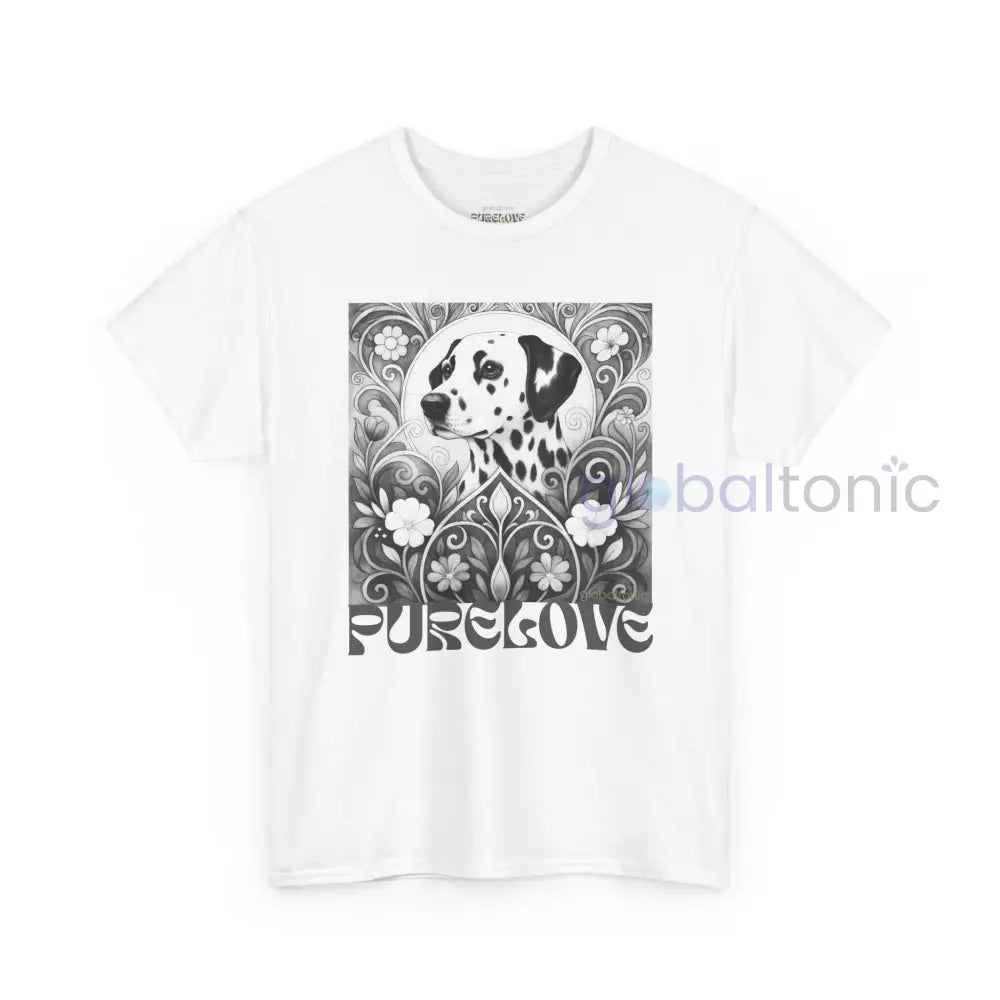 Dalmatian Vintage Unisex Cotton Tee for Dog Lovers (Black & White) White / S T-Shirt