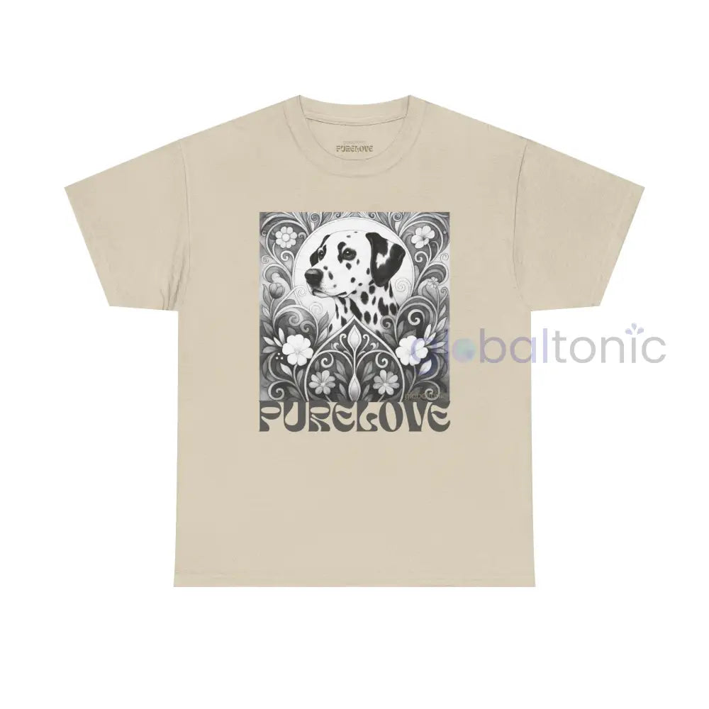 Dalmatian Vintage Unisex Cotton Tee for Dog Lovers (Black & White) Sand / S T-Shirt