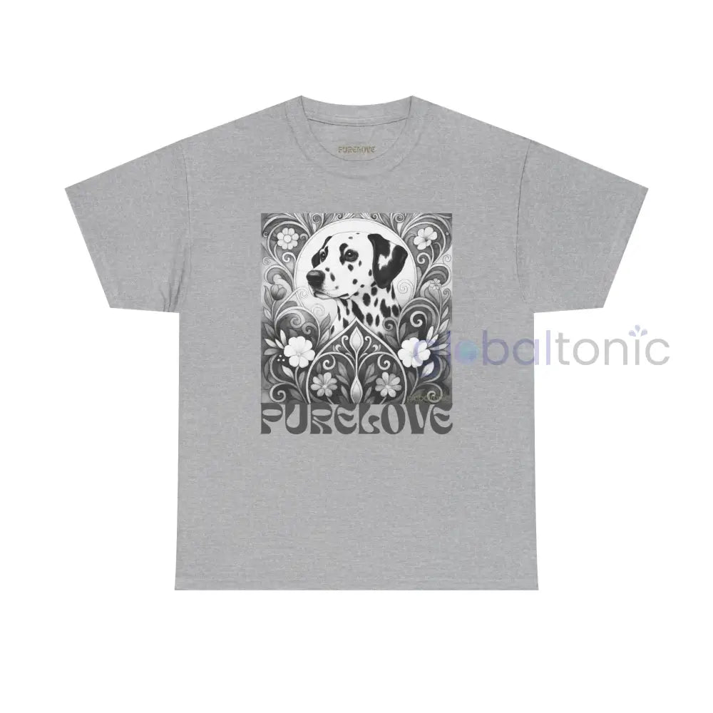 Dalmatian Vintage Unisex Cotton Tee for Dog Lovers (Black & White) Sport Grey / S T-Shirt