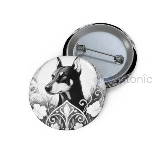 Doberman Dog Pin Button (Black & White) - Vintage Design Gift for Dog Lovers 1.25’’ Accessories