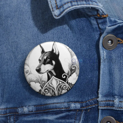 Doberman Dog Pin Button (Black & White) - Vintage Design Gift for Dog Lovers Accessories