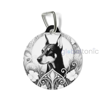Doberman Dog Tag (Black & White) - Vintage Design Gift for Dog Lovers & Pet Owners 1’’ Pets