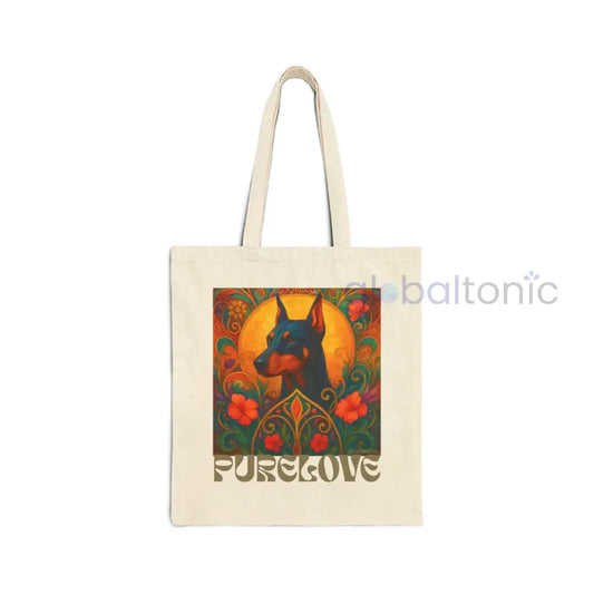 Doberman Vintage Dog Lovers Cotton Canvas Tote Bag - Unique Artistic Durable Natural / 15’’ x 16’’ Bags