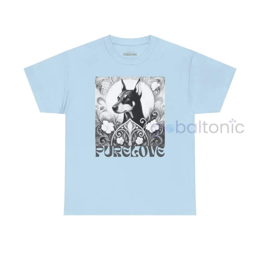 Doberman Vintage Unisex Cotton Tee for Dog Lovers (Black & White) Light Blue / S T-Shirt