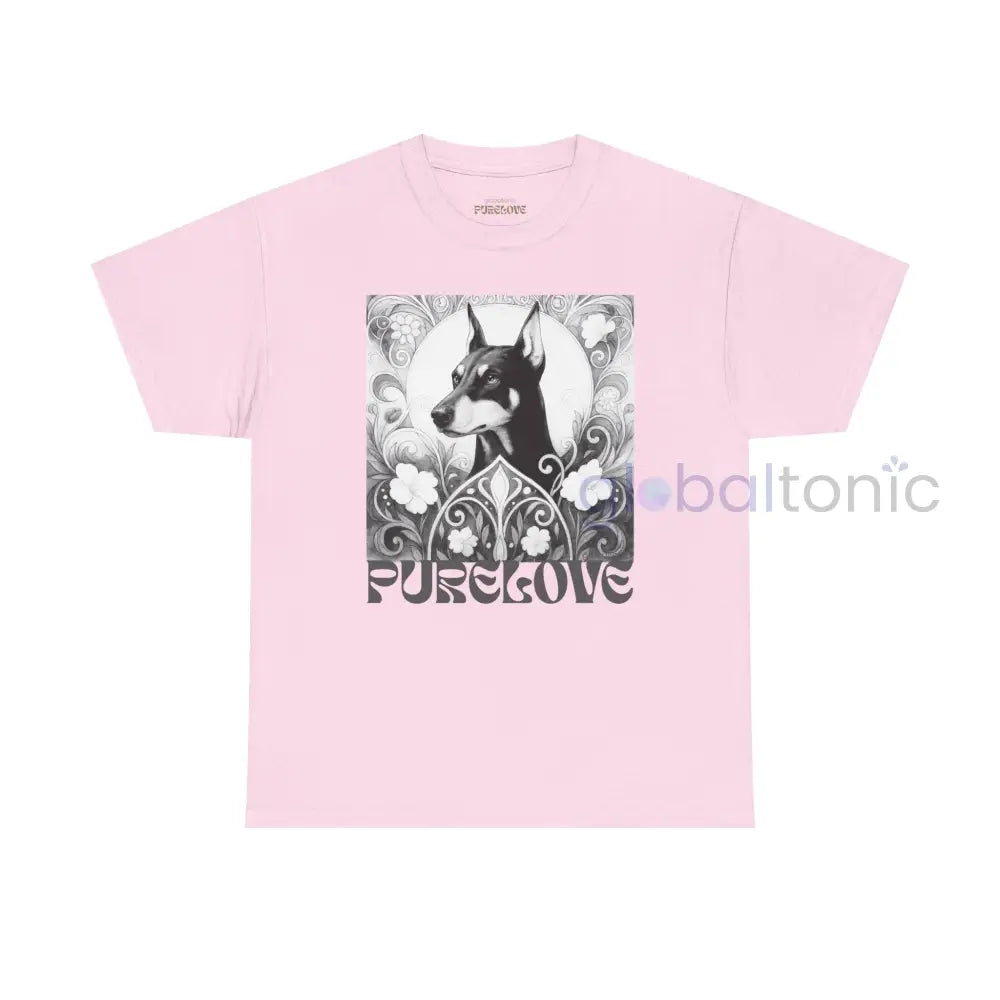 Doberman Vintage Unisex Cotton Tee for Dog Lovers (Black & White) Light Pink / S T-Shirt