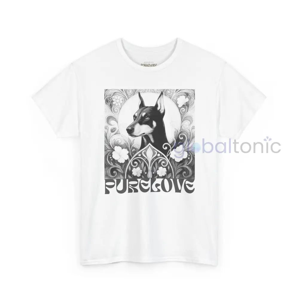 Doberman Vintage Unisex Cotton Tee for Dog Lovers (Black & White) White / S T-Shirt