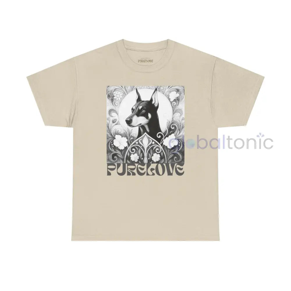 Doberman Vintage Unisex Cotton Tee for Dog Lovers (Black & White) Sand / S T-Shirt
