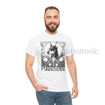 Doberman Vintage Unisex Cotton Tee for Dog Lovers (Black & White) T-Shirt