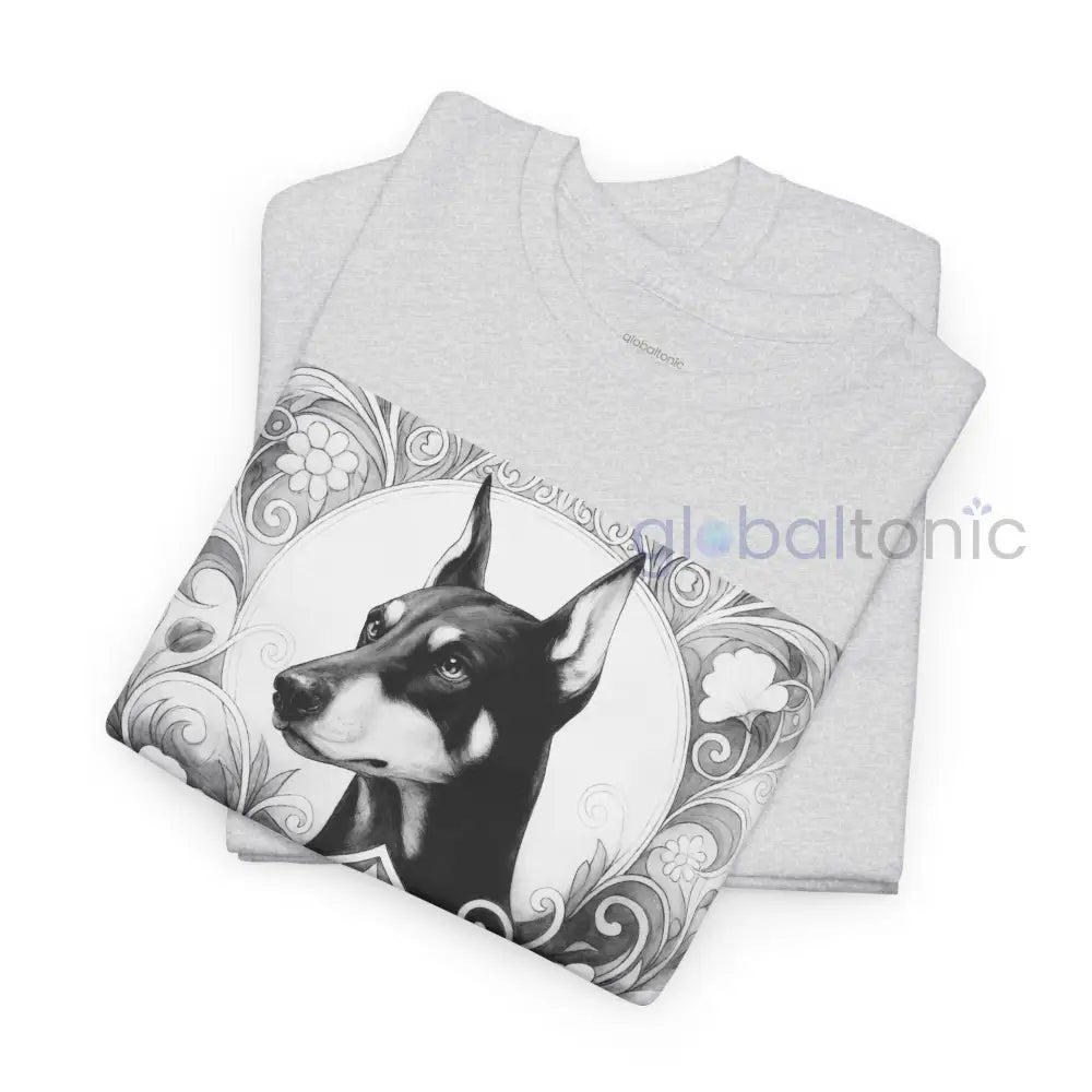Doberman Vintage Unisex Cotton Tee for Dog Lovers (Black & White) T-Shirt