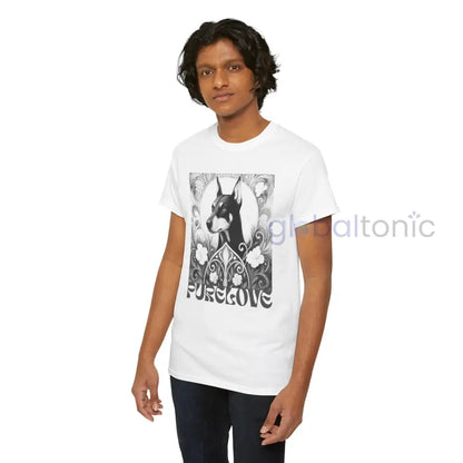 Doberman Vintage Unisex Cotton Tee for Dog Lovers (Black & White) T-Shirt