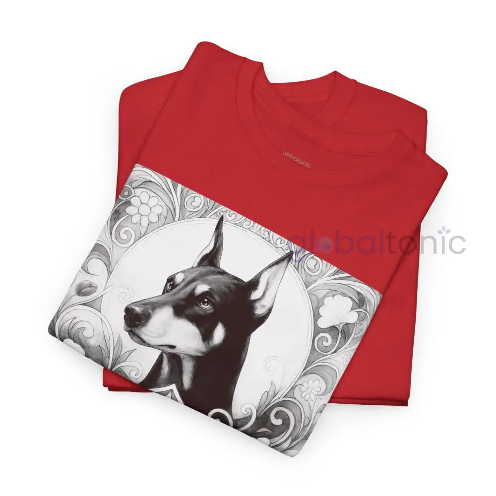 Doberman Vintage Unisex Cotton Tee for Dog Lovers (Black & White) T-Shirt