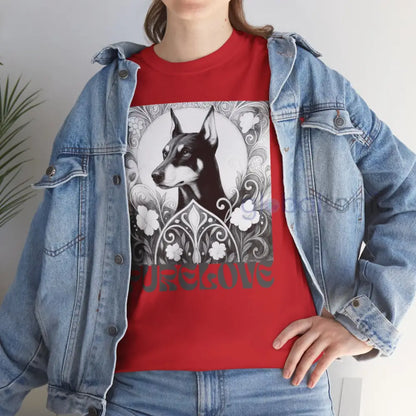 Doberman Vintage Unisex Cotton Tee for Dog Lovers (Black & White) T-Shirt