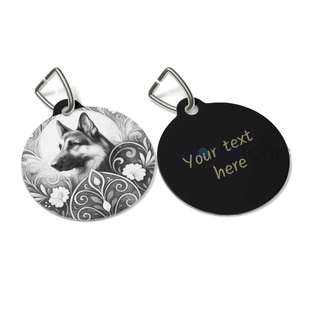 German Shepherd Dog Tag (Black & White) - Vintage Design Gift for Dog Lovers & Pet Owners 1’’ Pets