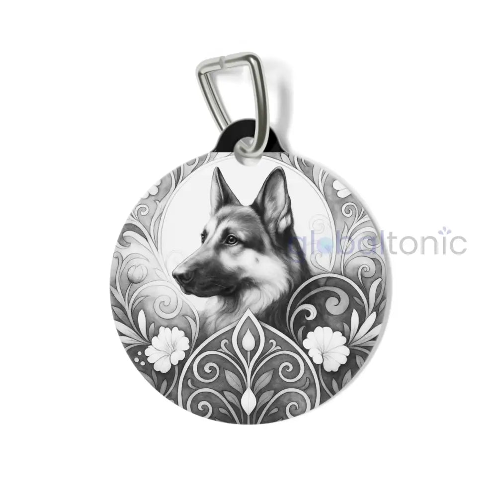 German Shepherd Dog Tag (Black & White) - Vintage Design Gift for Dog Lovers & Pet Owners 1’’ Pets