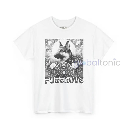German Shepherd Vintage Unisex Cotton Tee for Dog Lovers (Black & White) White / S T-Shirt