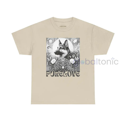 German Shepherd Vintage Unisex Cotton Tee for Dog Lovers (Black & White) Sand / S T-Shirt