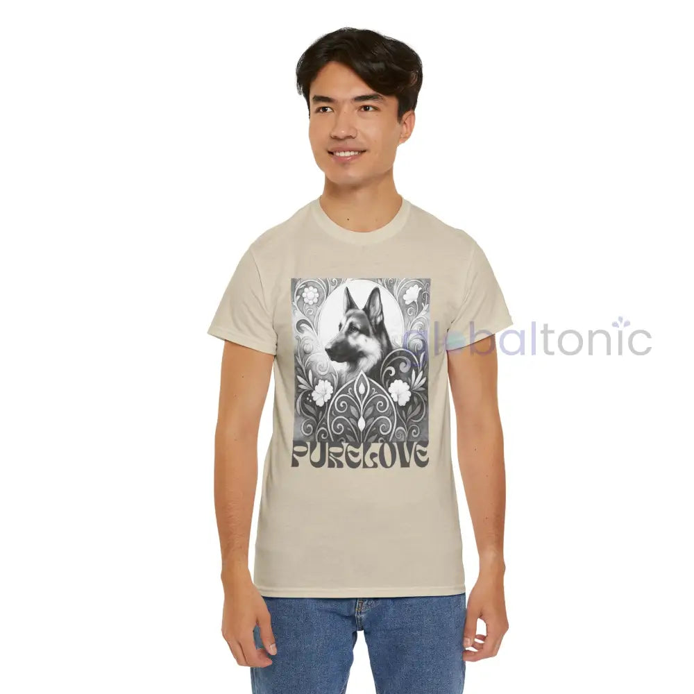 German Shepherd Vintage Unisex Cotton Tee for Dog Lovers (Black & White) T-Shirt